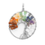 Pendant, Tree of Life, Mixed Gemstones, Alloy, 65mm x 50mm, Sold Per pkg of 1