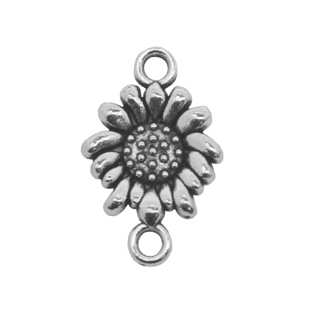 Connector, Sunflower, Silver, Alloy, 11mm x 17mm, Sold Per pkg of 18