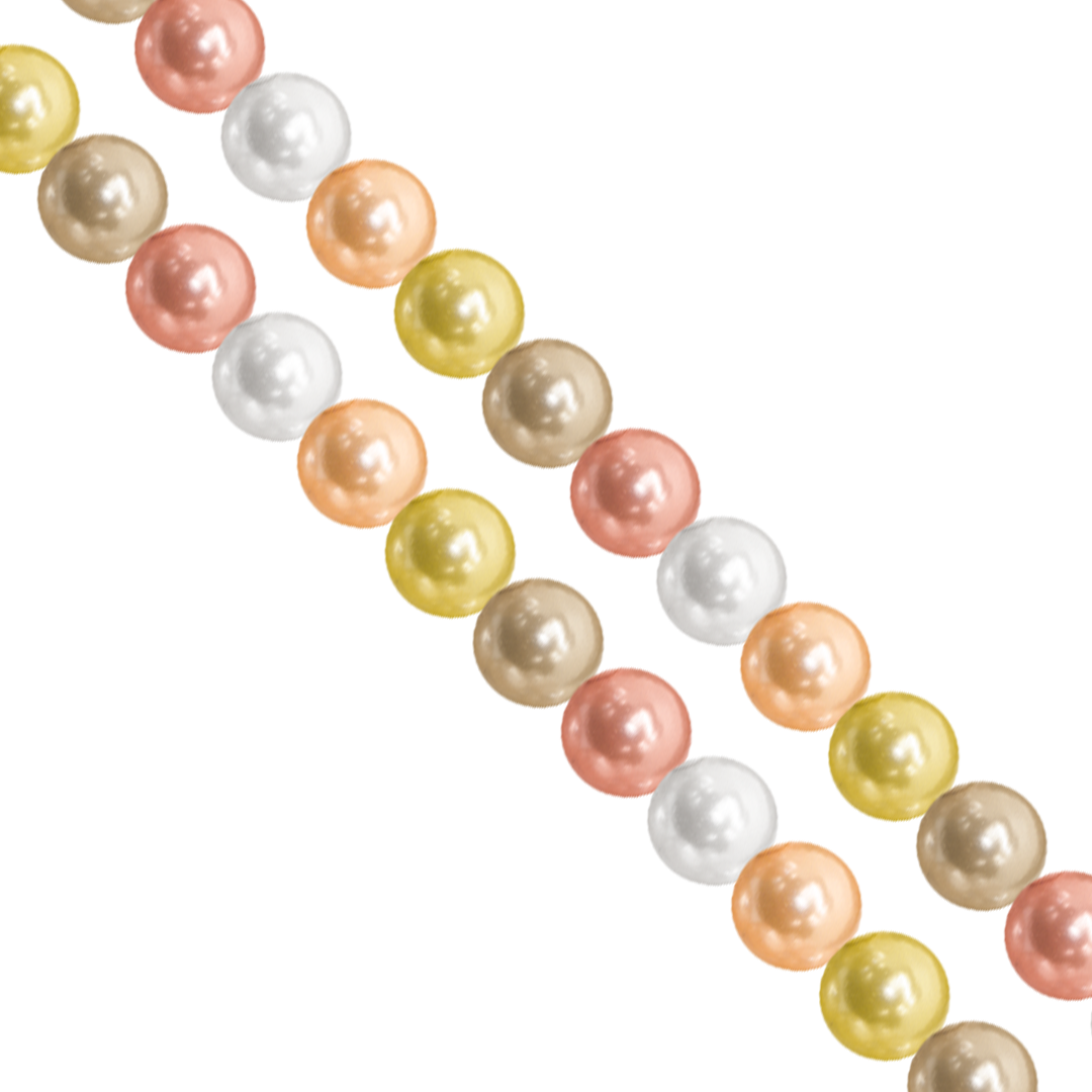 Shell Pearls, Salmon, White & Yellow, Available in Multiple Sizes