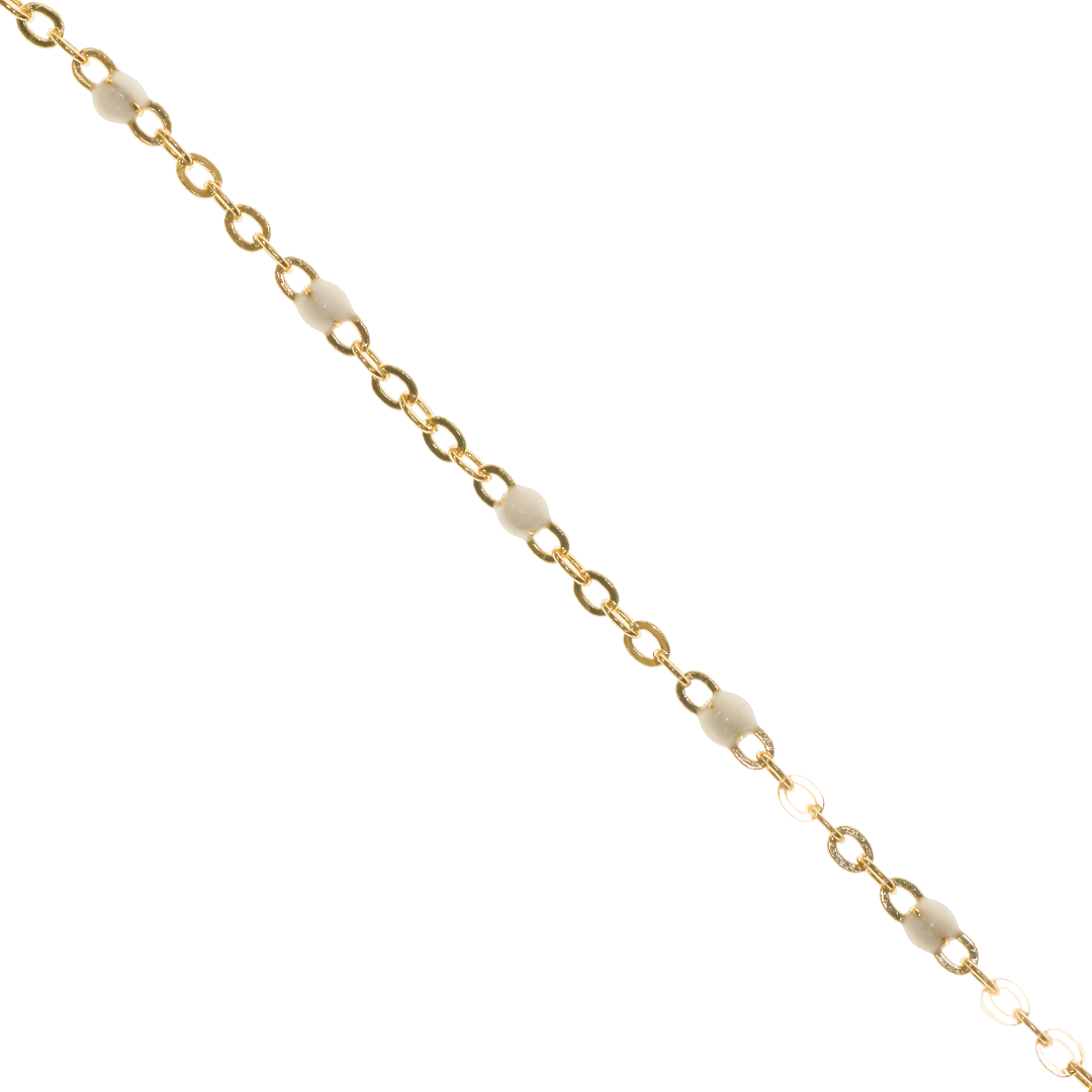 Chain, Round White Enamel Cable Chain, Gold, Alloy, 2.5mm x 2mm x 1mm per loop