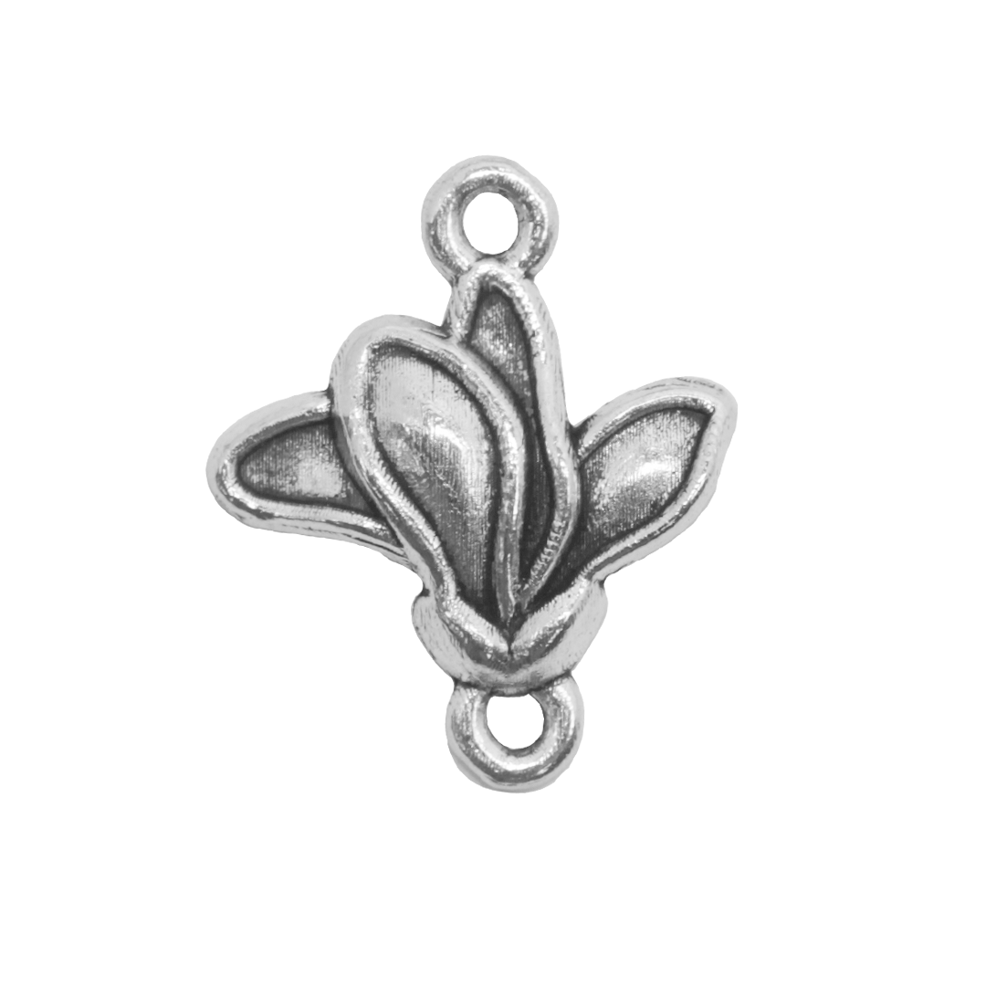 Connector,  Kapok Flower Blossom, Silver, Alloy, 12mm x 15mm, Sold Per pkg of 12
