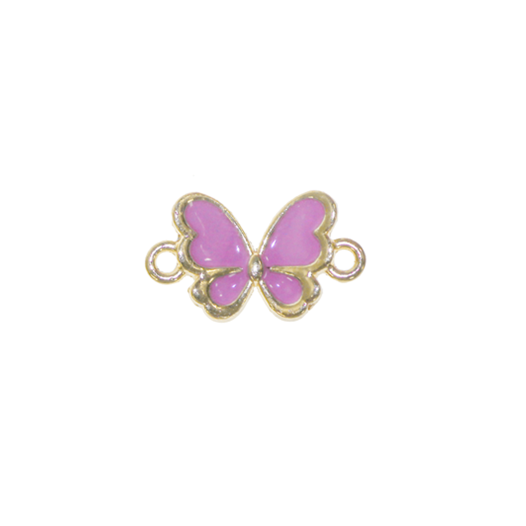 Connector, Butterfly, Enameled, Assorted, Gold, Alloy, 10mm x 17mm x 2.5mm, Sold Per pkg of 1