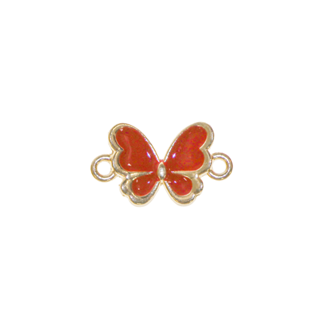 Connector, Butterfly, Enameled, Assorted, Gold, Alloy, 10mm x 17mm x 2.5mm, Sold Per pkg of 1