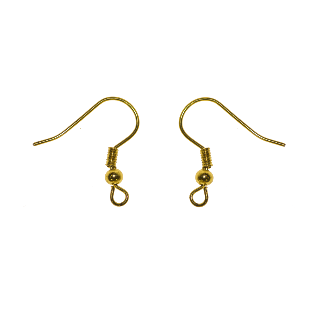 Earrings, Gold, Alloy, Shepherd Hook with Bead & Coil, 19.5mm x 9mm, Sold Per pkg of 40 pairs