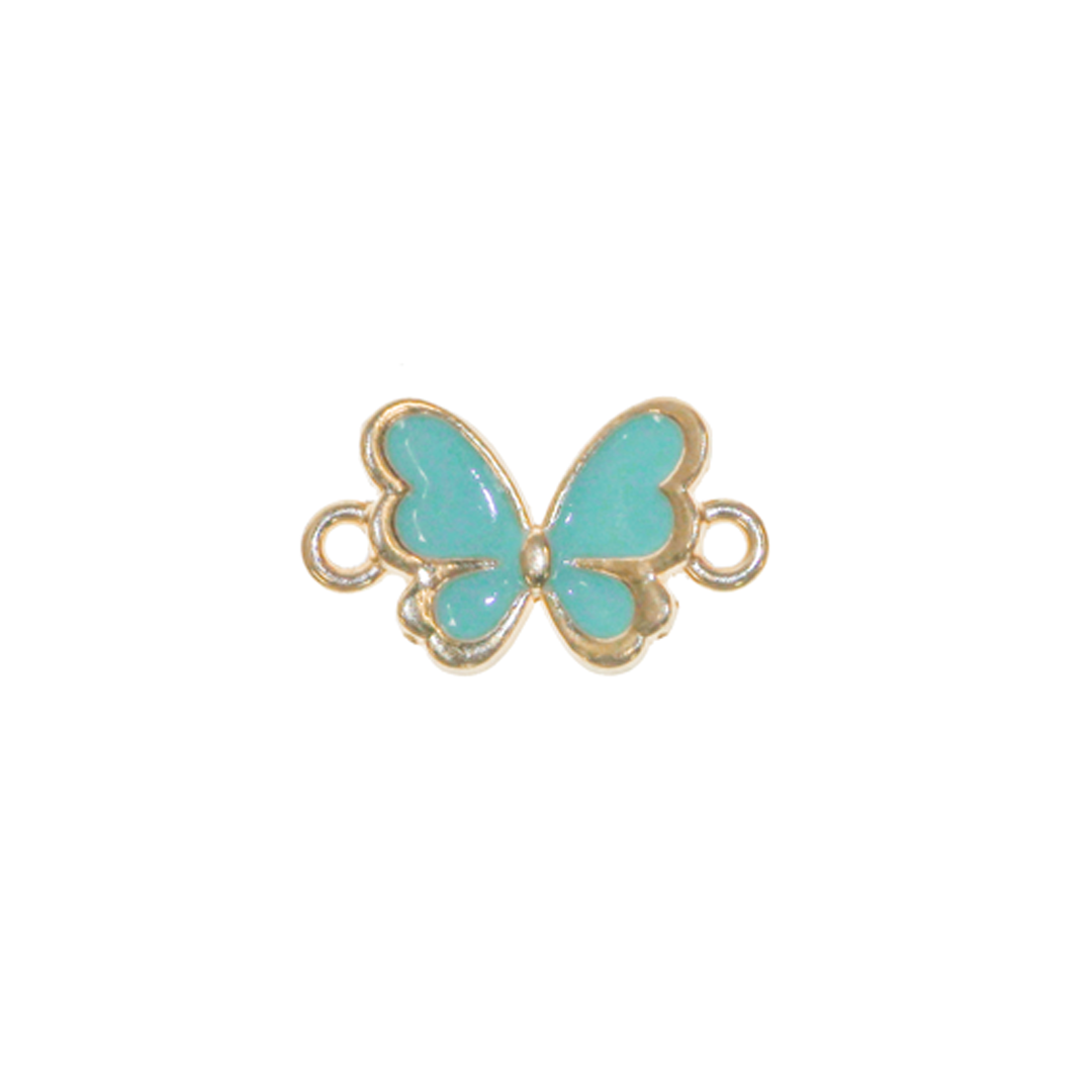 Connector, Butterfly, Enameled, Assorted, Gold, Alloy, 10mm x 17mm x 2.5mm, Sold Per pkg of 1