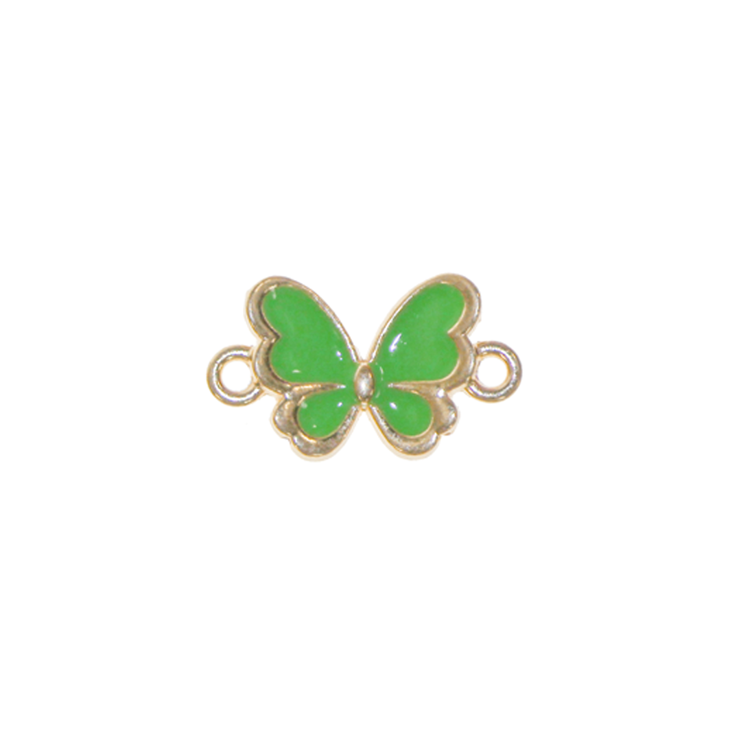Connector, Butterfly, Enameled, Assorted, Gold, Alloy, 10mm x 17mm x 2.5mm, Sold Per pkg of 1