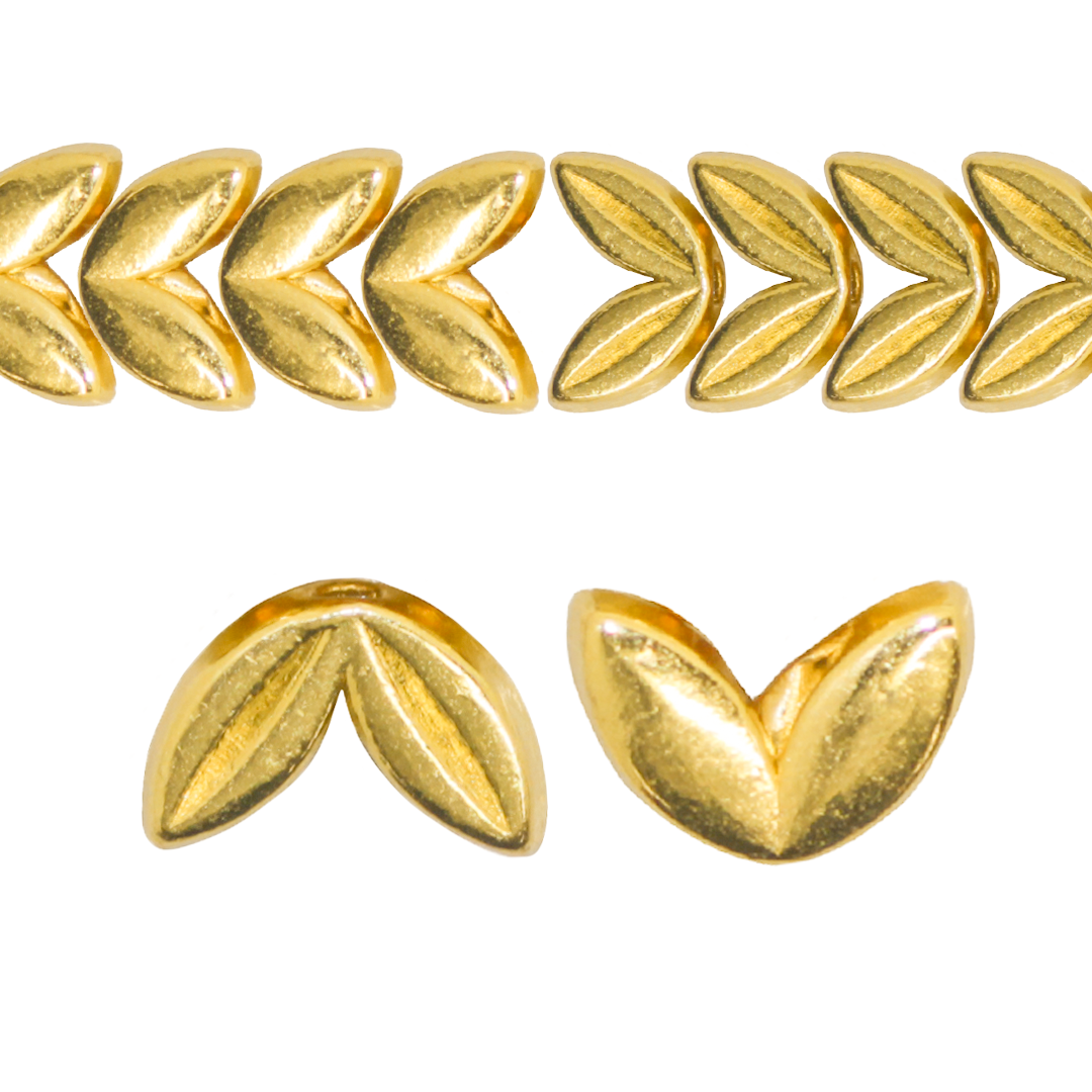 Spacers, Wheat shape, Gold, Alloy, 7mm x 5mm, Sold Per pkg of Approx 30