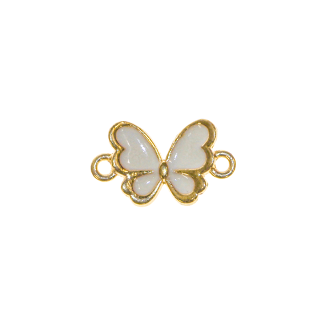 Connector, Butterfly, Enameled, Assorted, Gold, Alloy, 10mm x 17mm x 2.5mm, Sold Per pkg of 1
