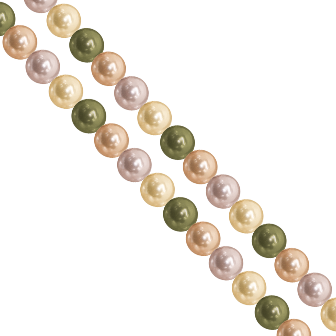 Shell Pearls, Olive, Peach, Light Yellow, Available in Multiple Sizes