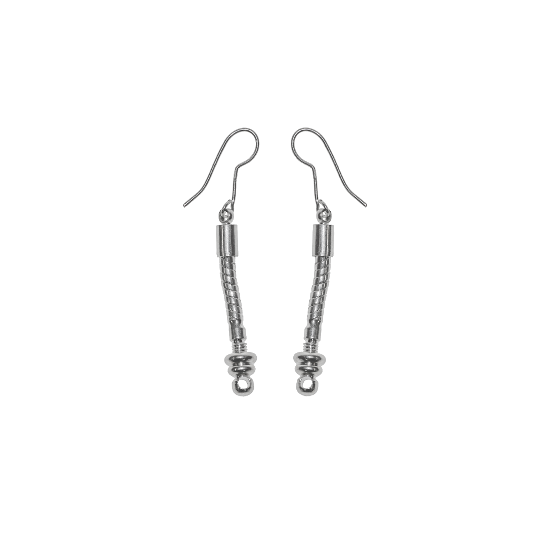 Earrings, Pandora Style Earring Component, Silver, Alloy, 49mm x 6mm, Sold Per pkg of 1 pair
