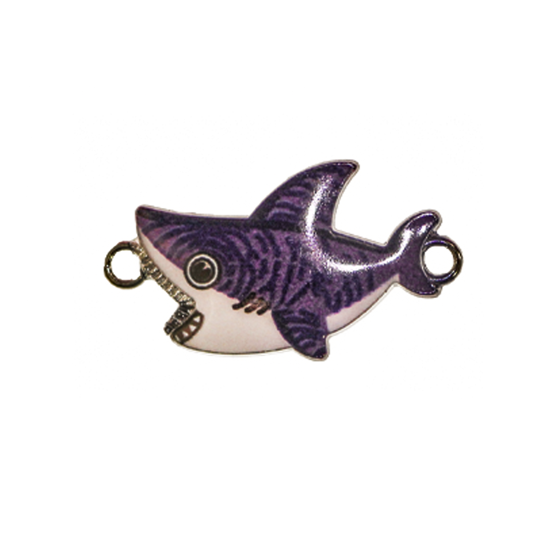 Connector, Shark, Enameled, Silver, Alloy, 15.5mm x 28.5mm x 2mm, Sold Per pkg of 8, Available in Multiple Colours
