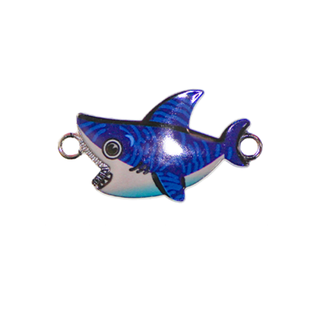 Connector, Shark, Enameled, Silver, Alloy, 15.5mm x 28.5mm x 2mm, Sold Per pkg of 8, Available in Multiple Colours