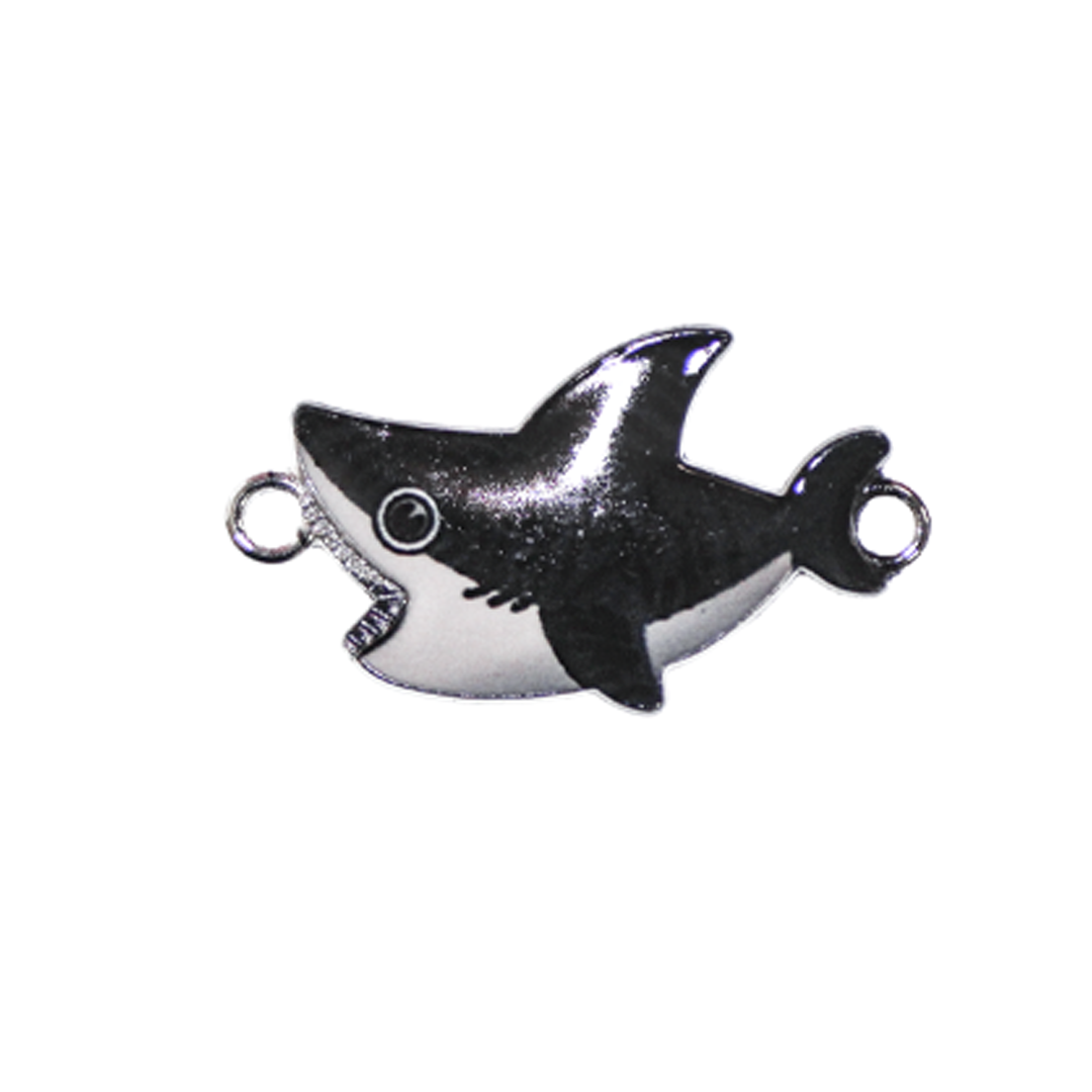 Connector, Shark, Enameled, Silver, Alloy, 15.5mm x 28.5mm x 2mm, Sold Per pkg of 8, Available in Multiple Colours