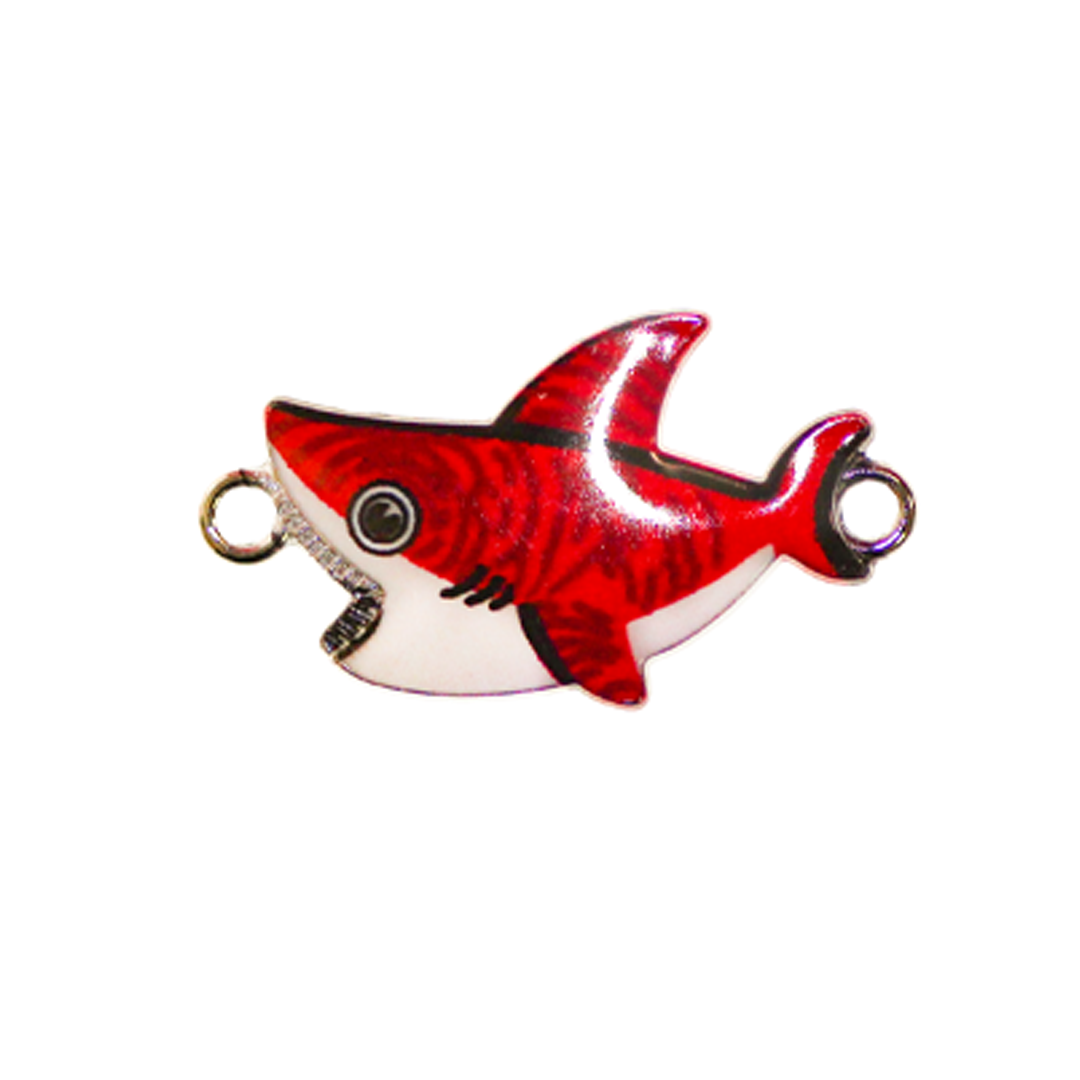 Connector, Shark, Enameled, Silver, Alloy, 15.5mm x 28.5mm x 2mm, Sold Per pkg of 8, Available in Multiple Colours