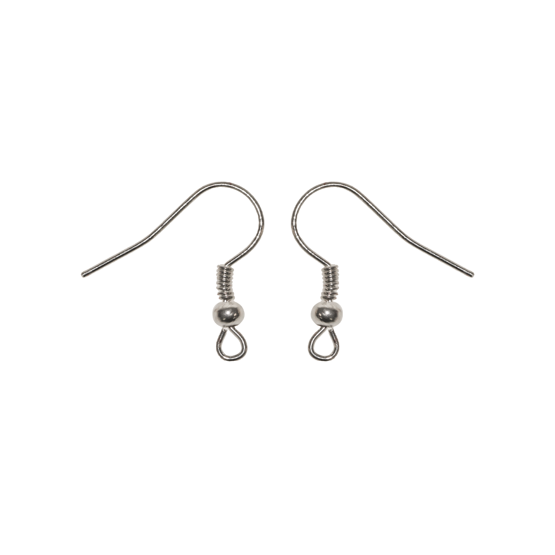 Earrings, Shepherd Hook with Ball & Coil, Silver, Alloy, 19.5mm x 9mm, Sold Per pkg of 40 pairs