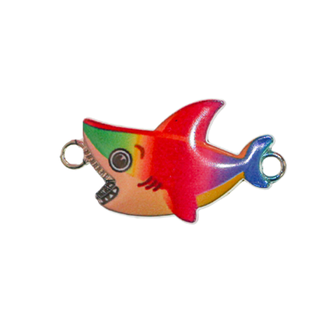 Connector, Shark, Enameled, Silver, Alloy, 15.5mm x 28.5mm x 2mm, Sold Per pkg of 8, Available in Multiple Colours