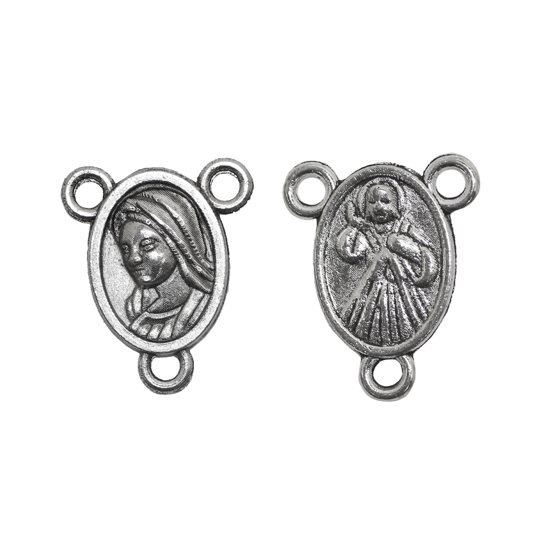 Charm, Mary Rosary Centerpiece, Silver, Alloy, 15.5mm x 13mm x 2.5mm, Sold Per pkg of 16