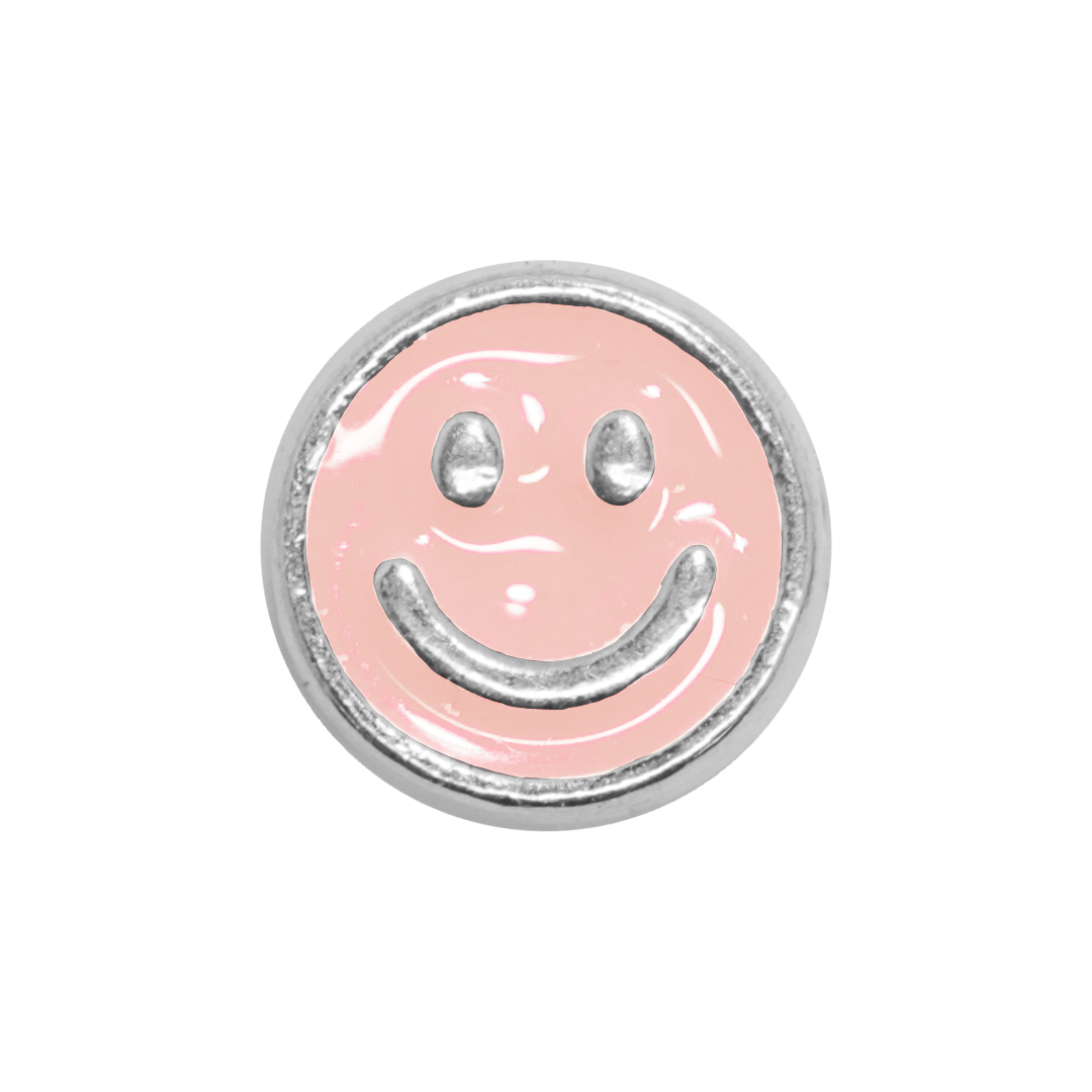Spacers, Smiley, Enameled, Flat Round, Silver, Alloy, 8mm, Sold Per pkg of 12, Available in Multiple Colours