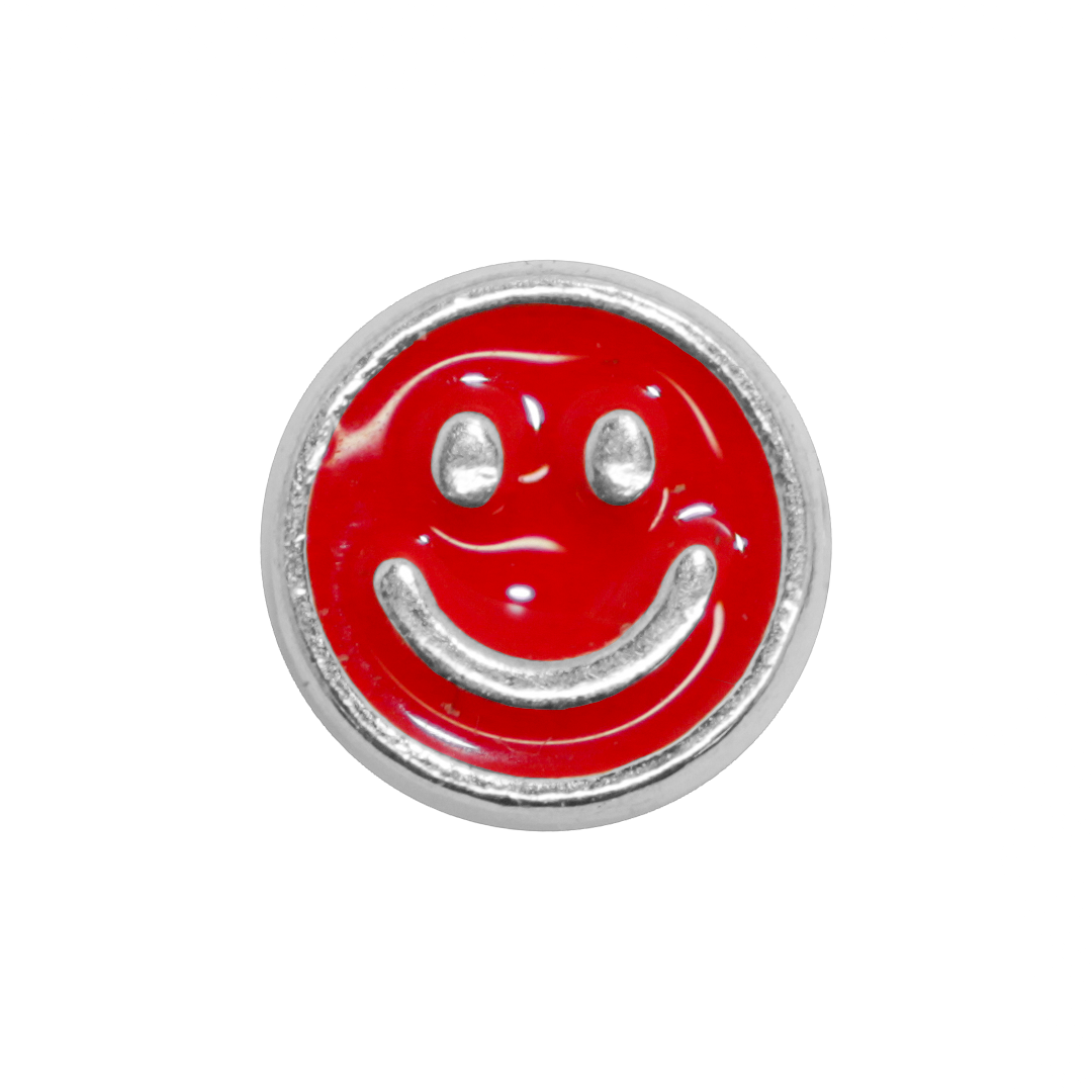 Spacers, Smiley, Enameled, Flat Round, Silver, Alloy, 8mm, Sold Per pkg of 12, Available in Multiple Colours