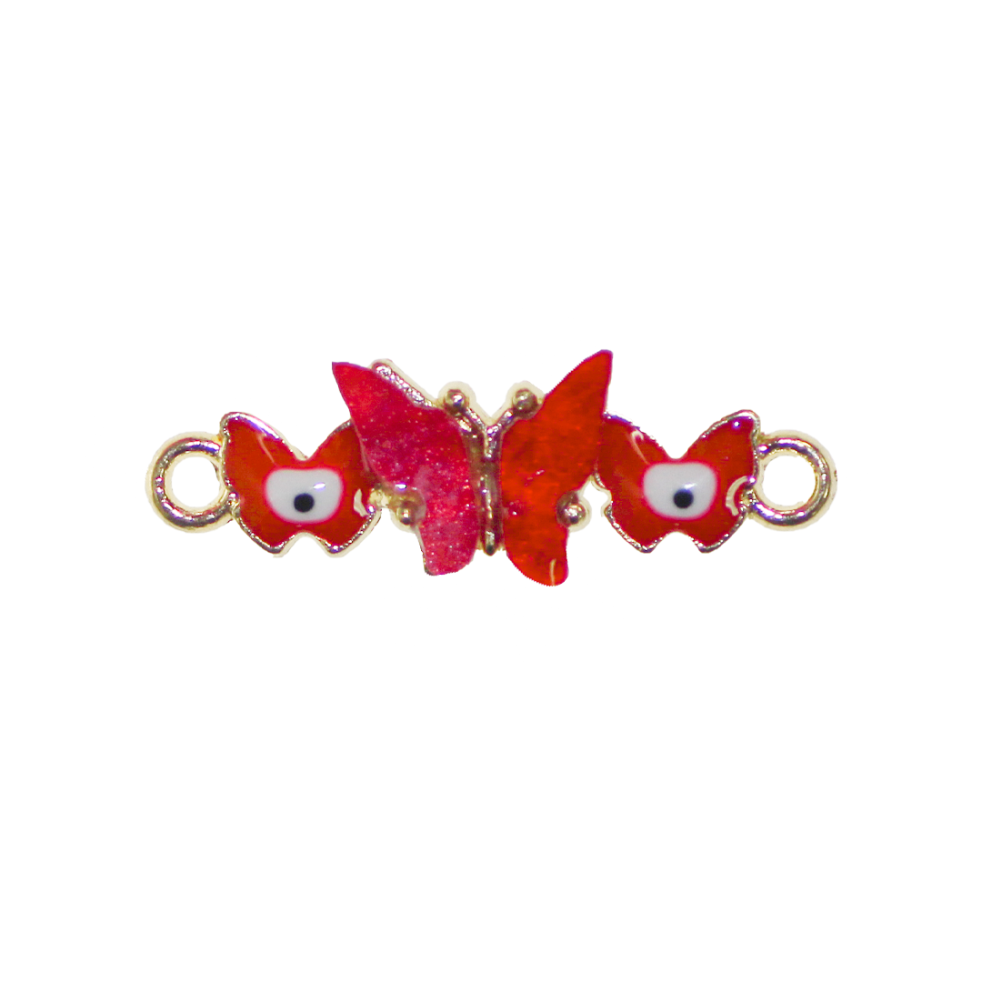 Connector, Butterfly Evil Eye, Enameled, Gold, Alloy, 27.5mm x 9.5mm x 3.5mm, Sold Per pkg of 6, Available in Multiple Colours