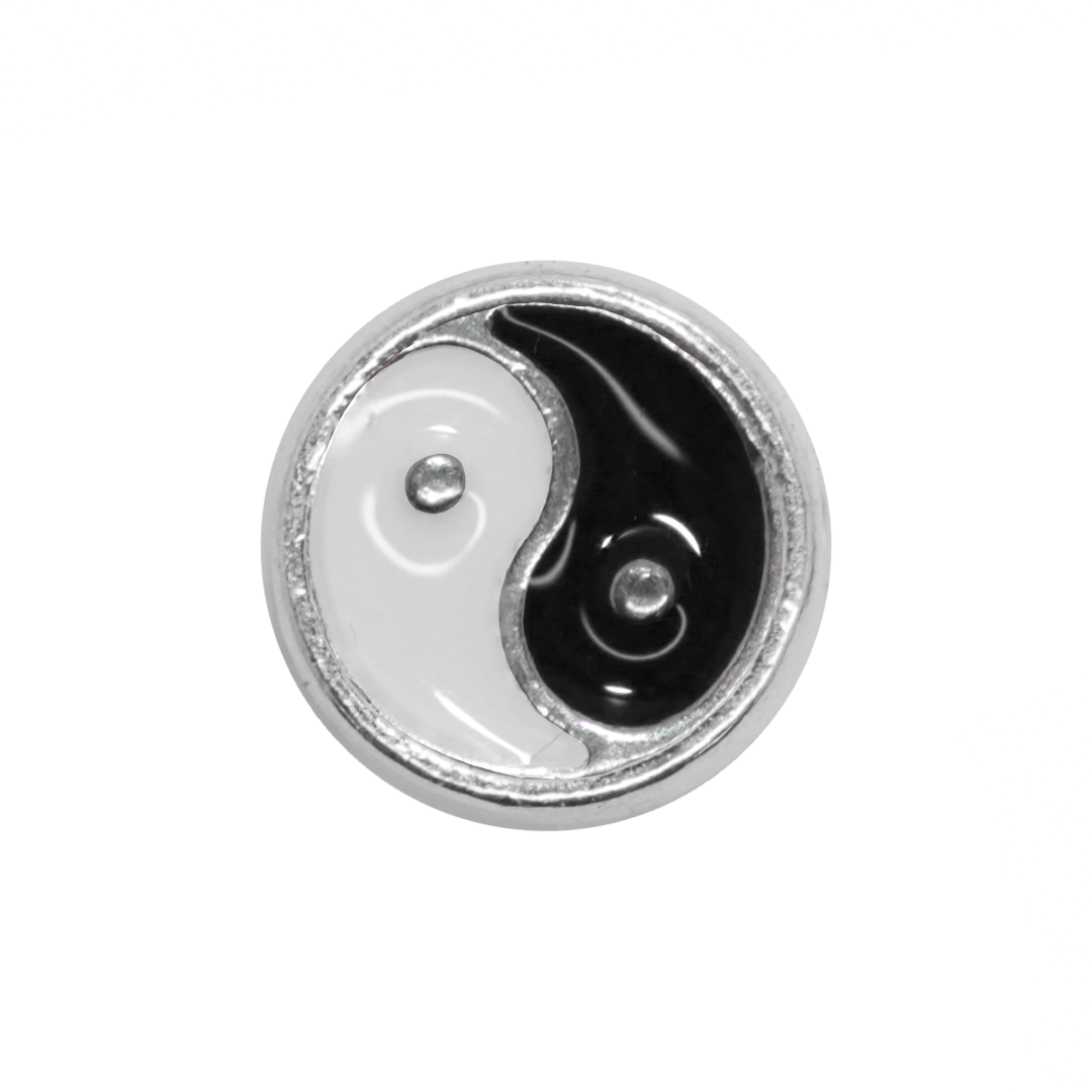 Spacers, Yin Yang, Enameled, Flat Round, Silver, Alloy, 8mm, Sold Per pkg of 12, Available in Multiple Colours