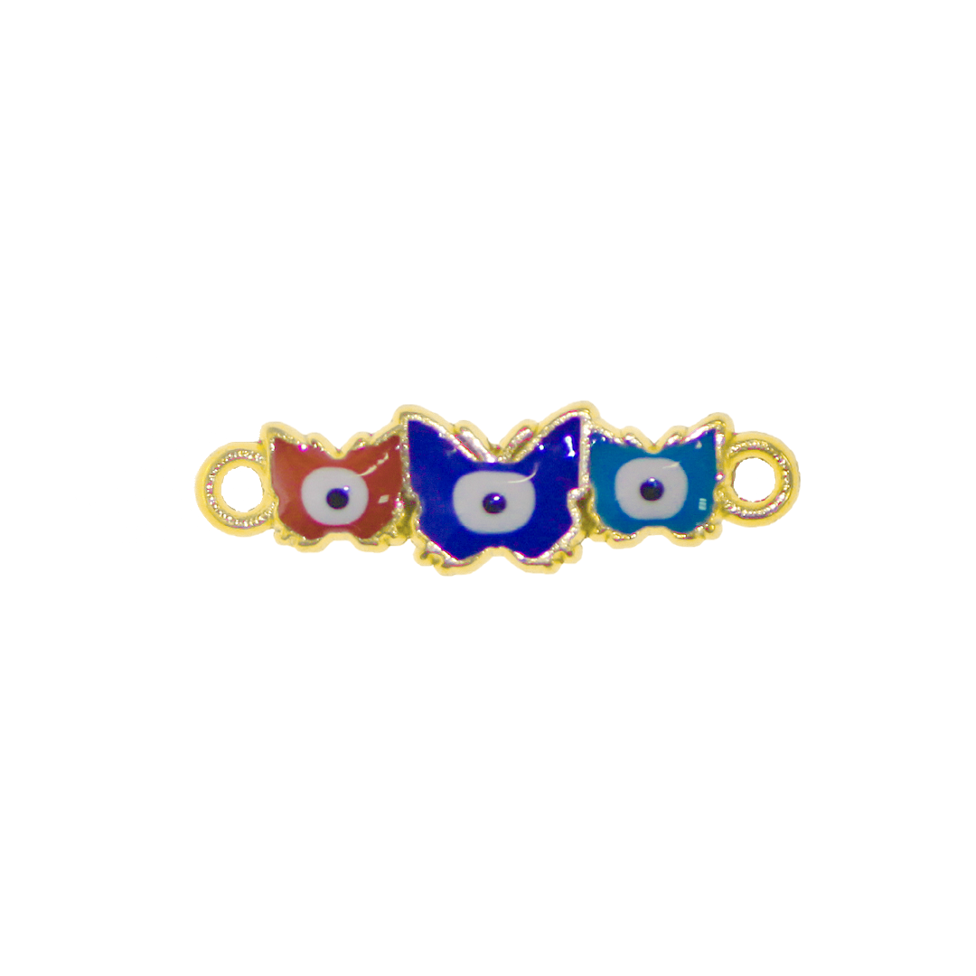 Connector, Butterfly Evil Eye, Enameled, Gold, Alloy, 27.5mm x 9.5mm x 3.5mm, Sold Per pkg of 6, Available in Multiple Colours