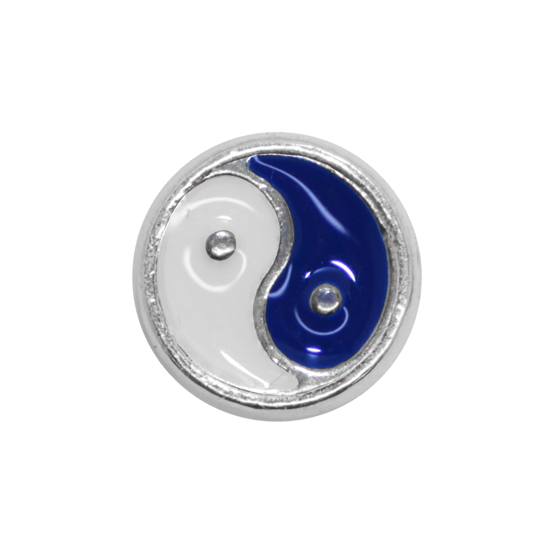 Spacers, Yin Yang, Enameled, Flat Round, Silver, Alloy, 8mm, Sold Per pkg of 12, Available in Multiple Colours