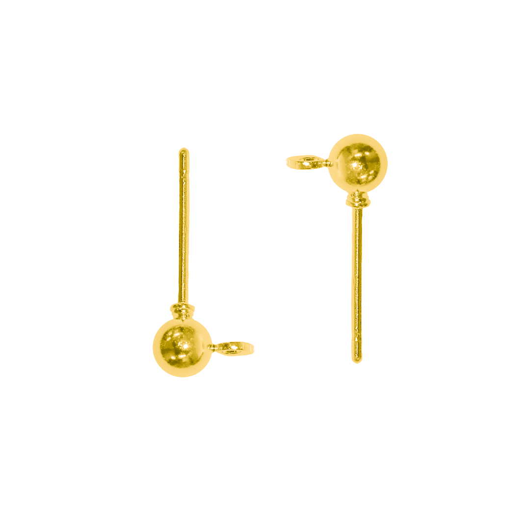 Earrings, Ball Ear Stud with Loop, Alloy, 15mm x 4mm, Sold Per pkg of 18, Available in Multiple Colours