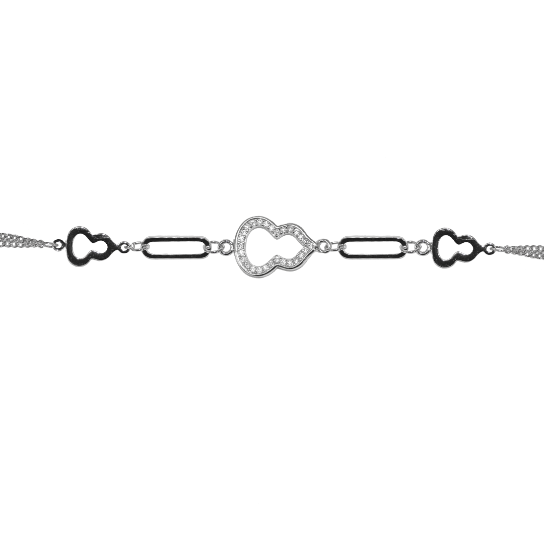 Double Curb Chain Charm Bracelet, 925 Sterling Silver, 6.5″ + 1.5" extension- 1 Pc