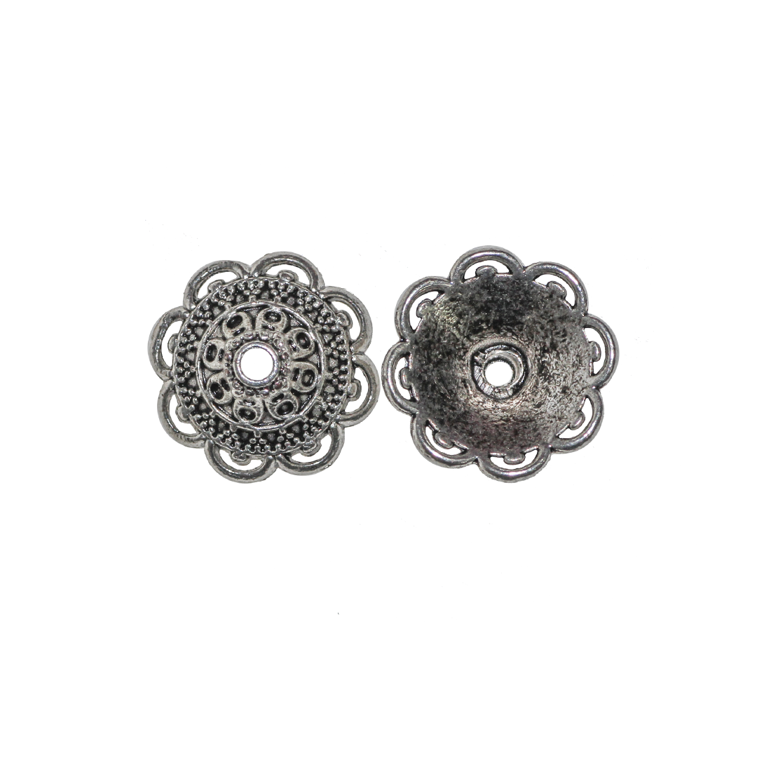 Bead Cap, Flower, Silver, Alloy, 5.5mm x 14mm, Sold Per pkg of 10 pcs