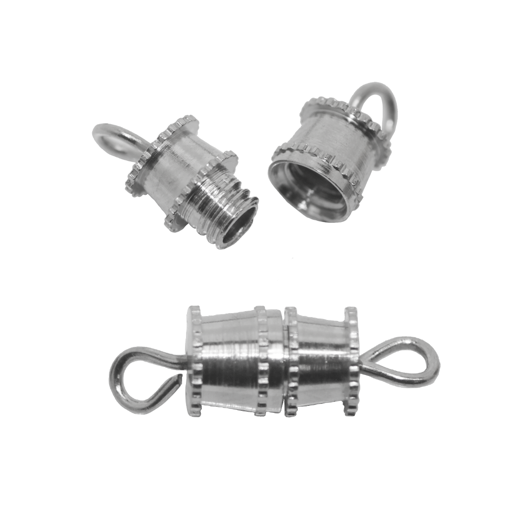 Clasp, Barrel Screw Clasp, Silver, Alloy, 14mm x 5mm, Sold Per pkg of 6