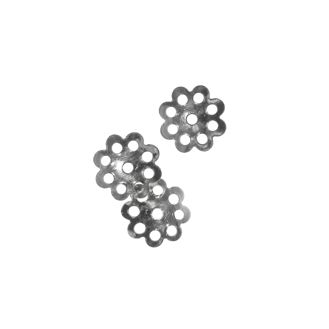 Bead Cap, Flower, Silver, Alloy, 1.5mm x 8.5mm, Sold Per pkg of 50 pcs