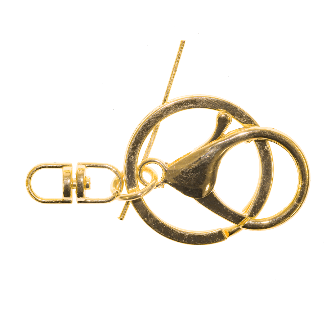 Lobster Clasp Key Ring, Rose Gold, Alloy, 34.5mm x 21mm (clasp), 30mm (ring), Sold Per pkg of 2