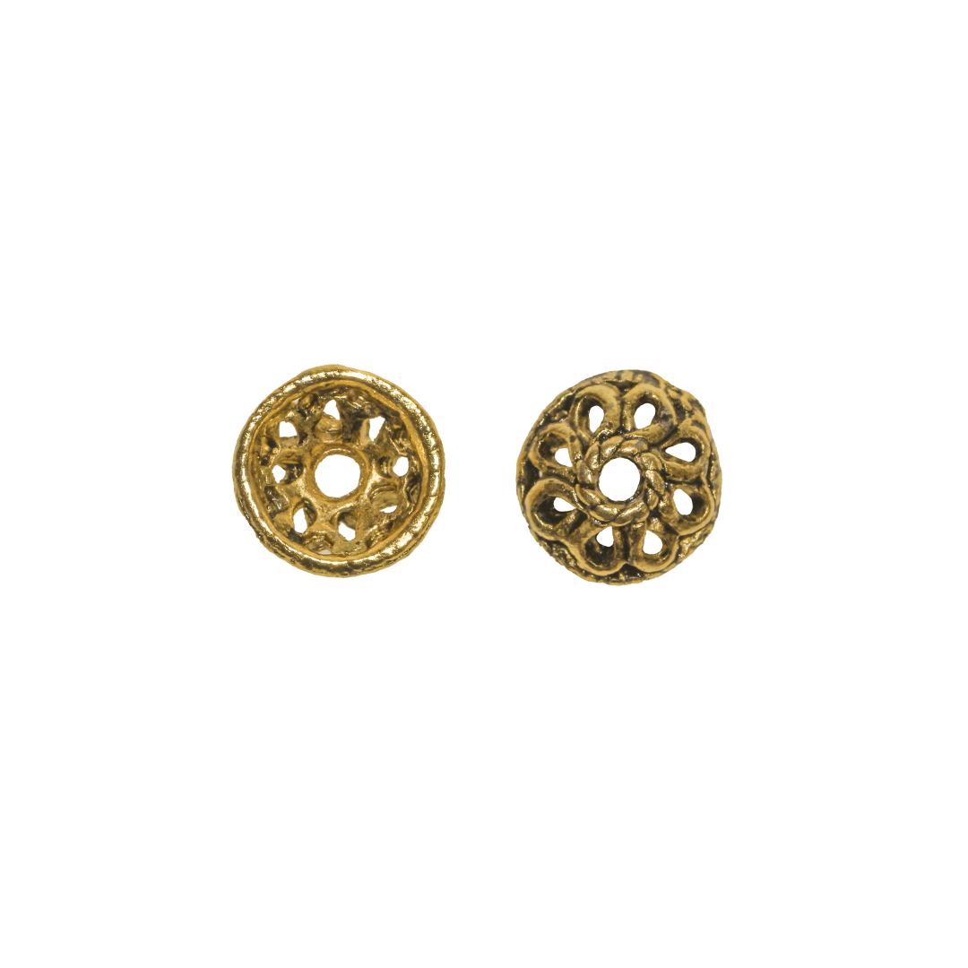 Bead Cap, Flower, Gold, Alloy, 4mm x 9.5mm, Sold Per pkg of 12