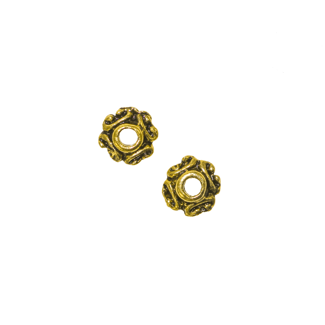 Bead Cap, Flower, Antique Gold, Alloy, 6mm x 6mm, Sold Per pkg of 36