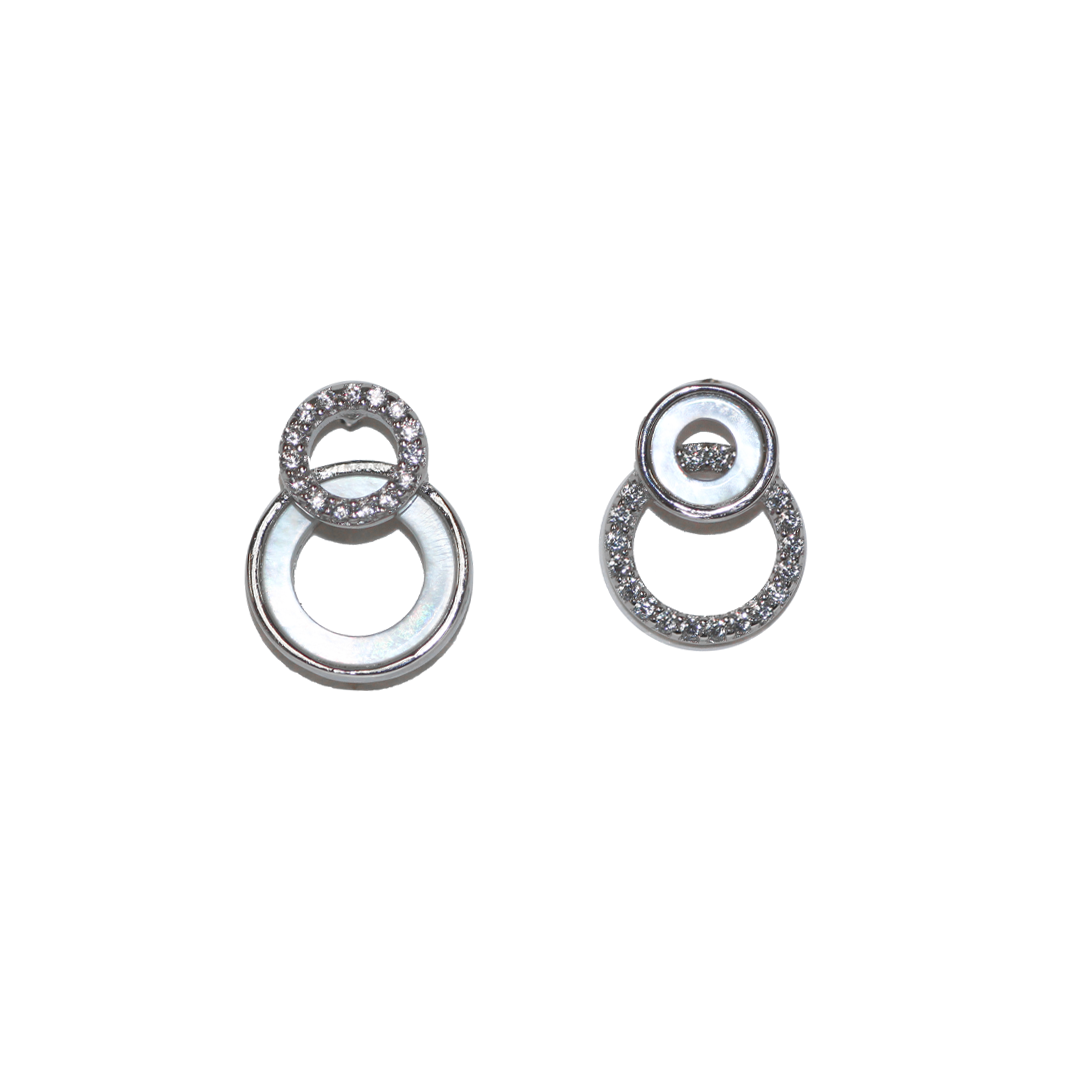 Earrings, Mismatched Stud, 925 Sterling Silver, 13mm x 10mm, Sold per pkg of 1 pair