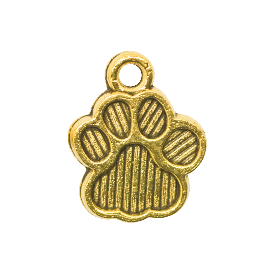 Charms, Dog Paw, Gold, Alloy, 14.5mm x 11.5mm x 2mm, Sold Per pkg of 15