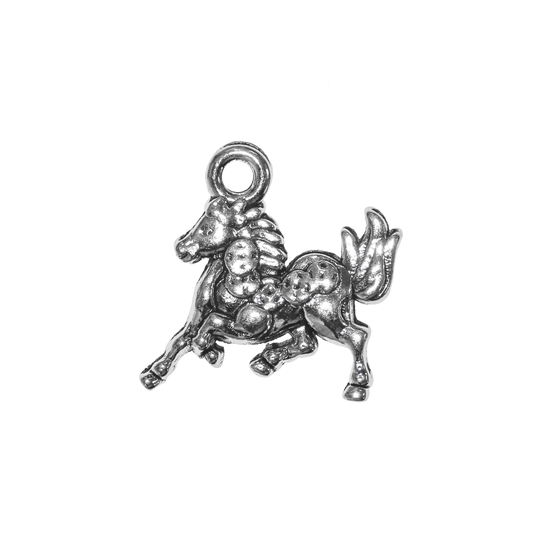 Charms, Galloping Horse, Silver, Alloy, 15mm x 14mm x 2.5mm, Sold Per pkg of 14