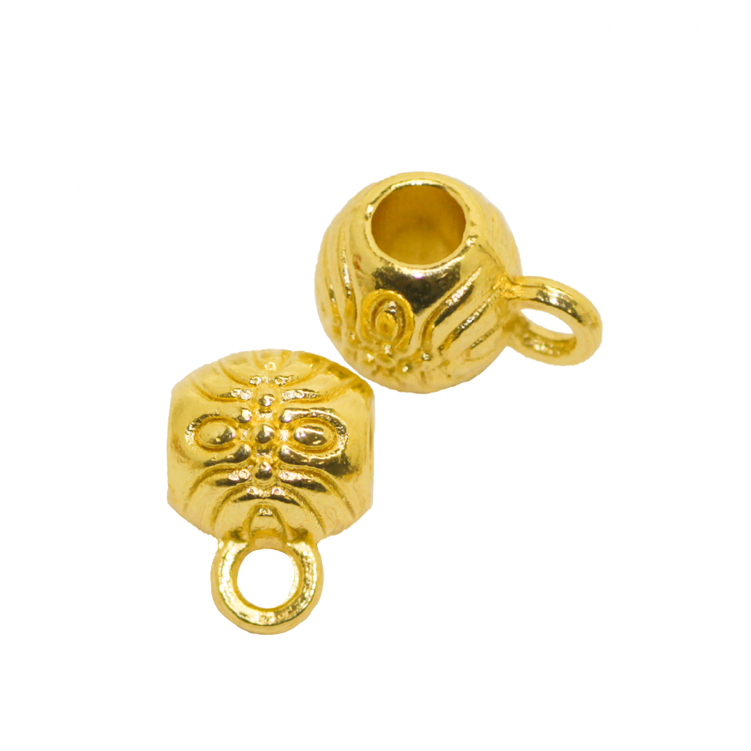 Spacers, Barrel Charm Holder, Alloy, Gold, 8.5mm x 6mm, Sold Per pkg of 20