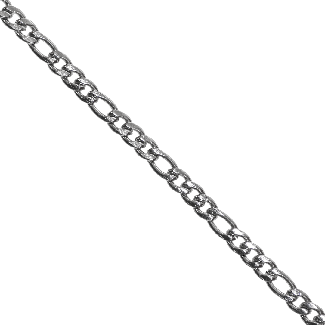 Chains, Figaro, Stainless Steel, 6mm x 3mm x 1.5mm, Sold per Meter