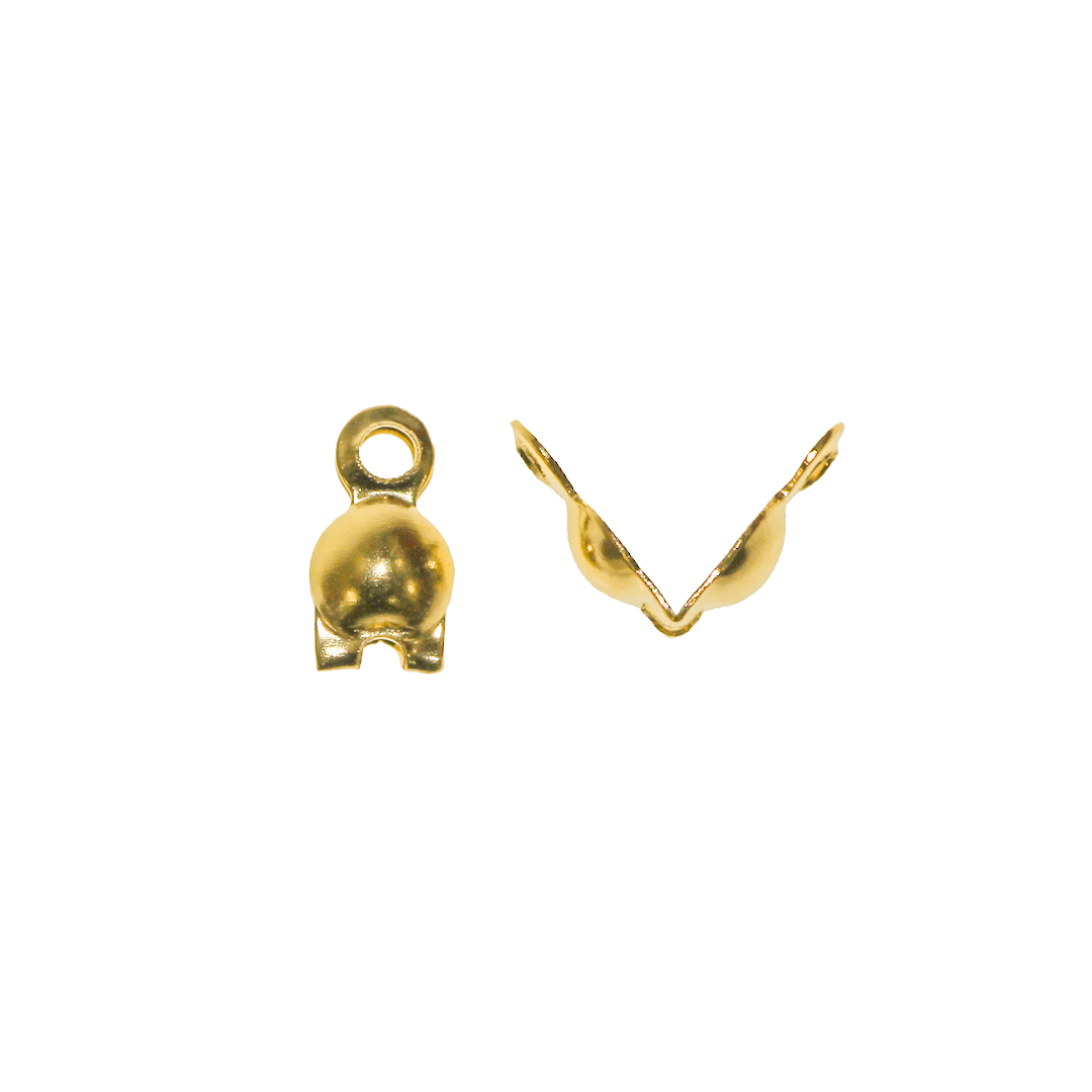 Clamshell Bead Tip, Gold, Alloy, 6mm x 3.5mm, Sold Per pkg of 70