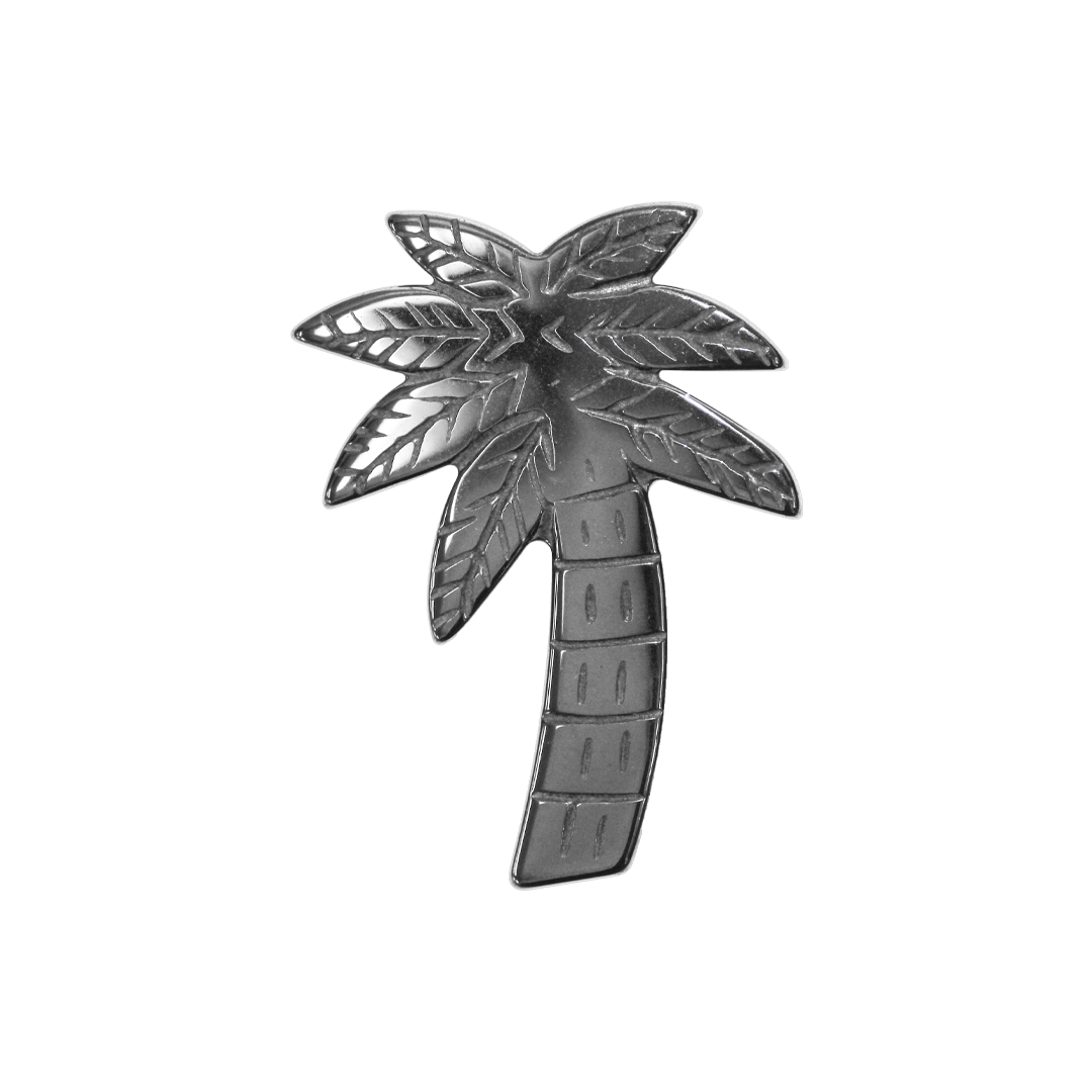 Hematite Palm Tree Pendant, Semi-Precious Stone, Approx 41mm x 29mm x 4mm, 1 pc