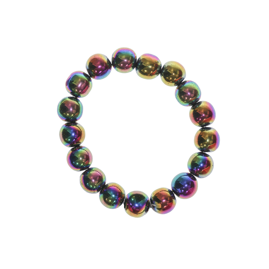 Rainbow Hematite Stretchy Bracelet, 10mm (Bead), Semi-Precious Stone, 1 pc