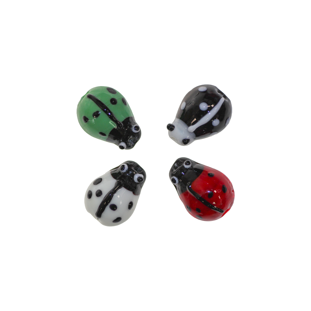Glass Beads, Ladybug, 20mm x 15mm, Sold Per pkg of 4, Available in Multiple Colours