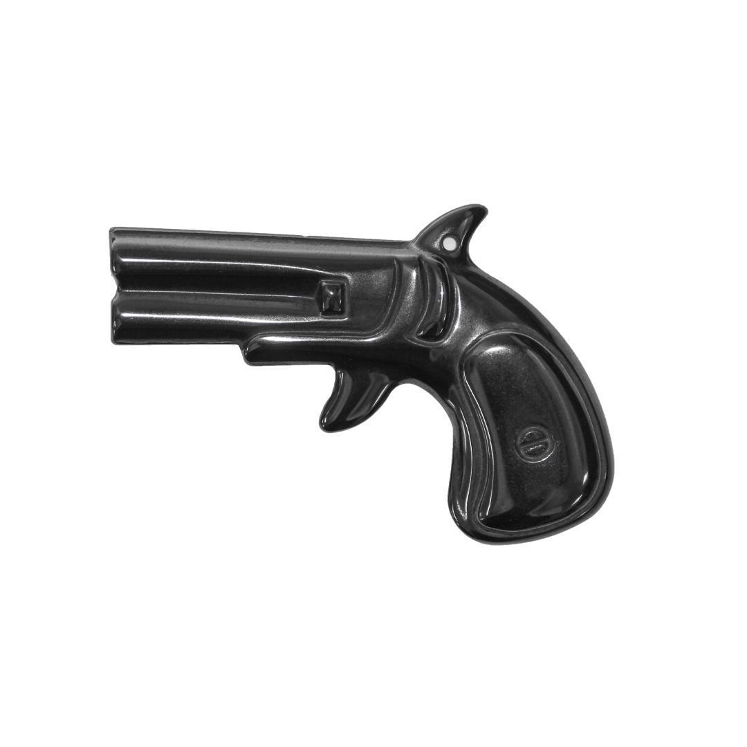 Hematite Revolver Pendant, Semi-Precious Stone, Approx 33mm x 48.5mm x 6.5mm, 1 pc