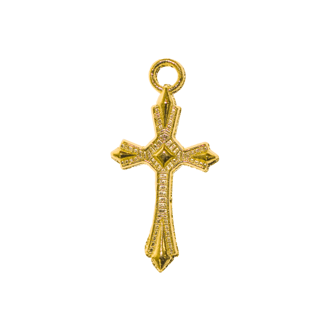 Pendant, Bottoni Cross, Gold, Alloy, 22mm x 11mm x 2.5mm, Sold Per pkg of 16