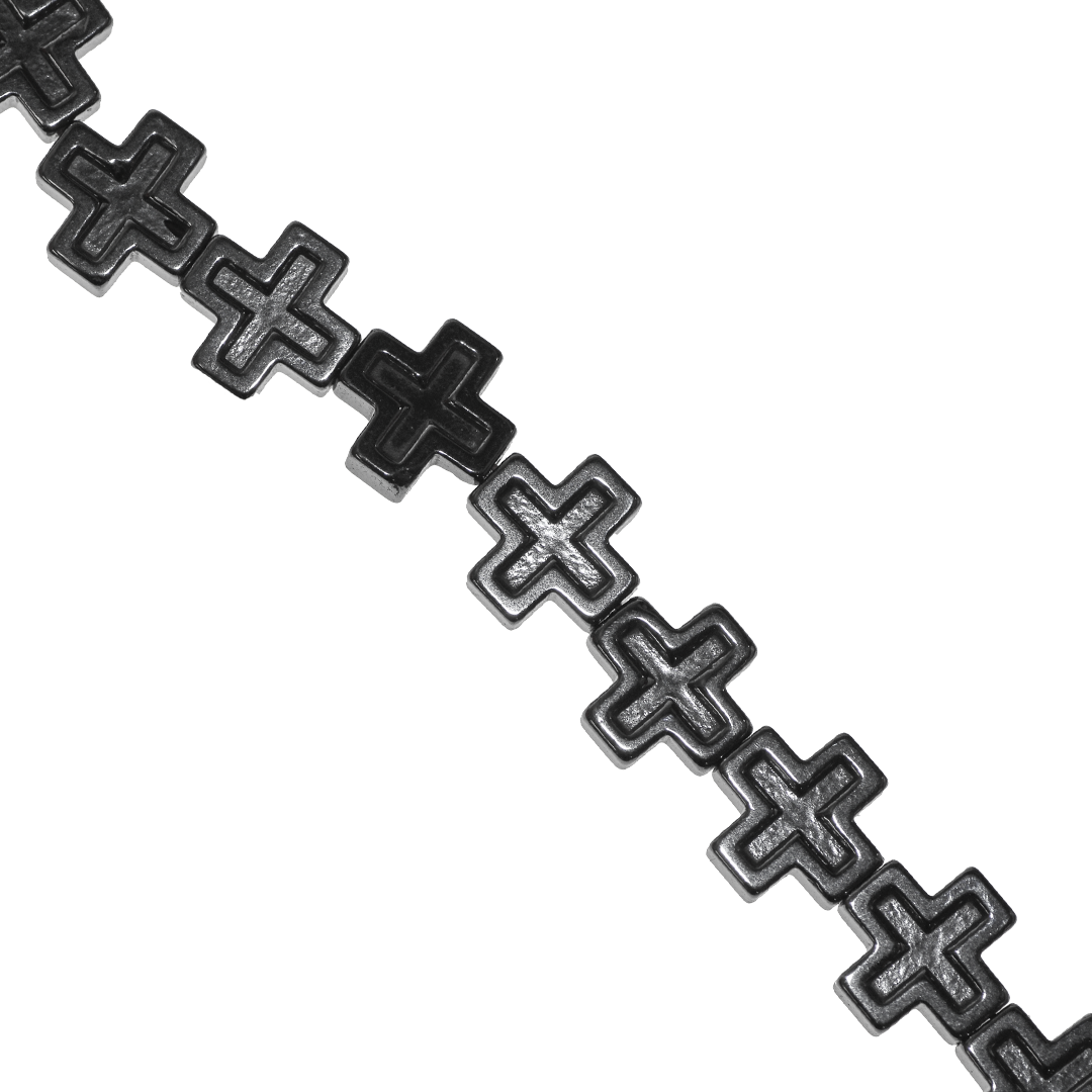 Hematite, Cross, Semi-Precious Stone, Available in Multiple Sizes