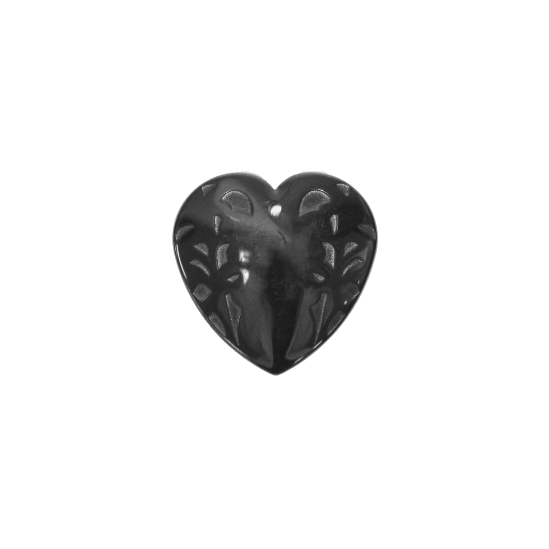 Hematite Heart Pendant, Semi-Precious Stone, Approx 25mm x 25mm x 6.5mm, 1 pc