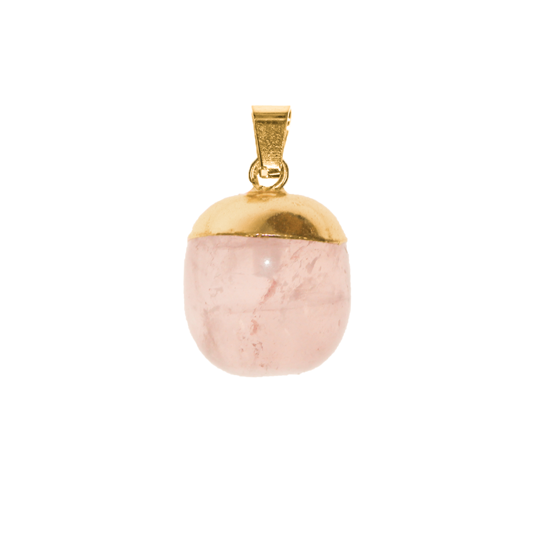 Charm, Rose Quartz, Barrel, Semi-Precious Stones, Gold, Alloy, 17mm x 12mm, Sold Per pkg of 1