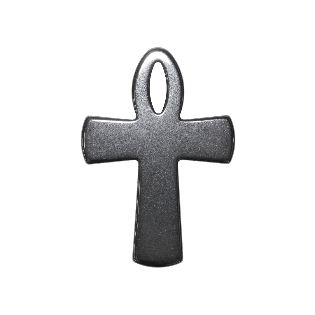 Hematite Cross Pendant, Semi-Precious Stone, Approx 48.5mm x 34mm x 4mm, 1 pc